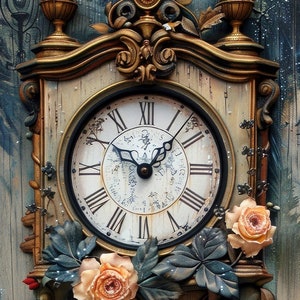 Patrón de reloj estrecho y oscuro Alicia en el país de las maravillas 11, adornado, compatible con PDF, descarga digital instantánea, gráfico de punto de cruz contado para imprimir