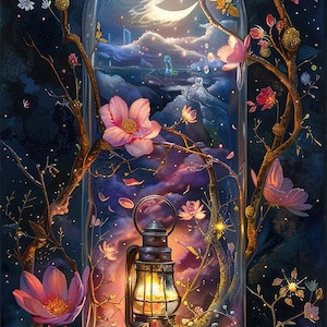 Narrow Fantasy world in a bottle 9, pattern keeper compatible, PDF instant digital download, counted cross stitch BW CO chart printout