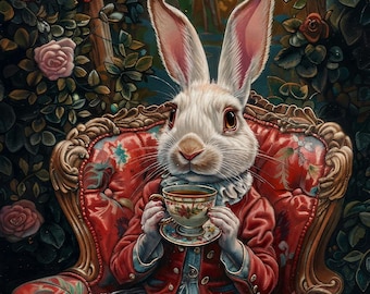 Alice in wonderland 1 White Rabbit Large, pattern keeper compatible, PDF digital download, counted cross stitch, BW CO chart printout