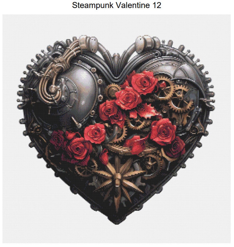 Steampunk Heart Roses Valentine Pattern Keeper Compatible PDF Instant ...