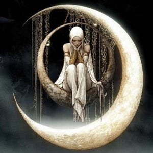 houders van de maan 8 elfenfee, groot patroonhouder compatibel, pdf instant digitale download, getelde kruissteek BW CO-kaartafdrukken