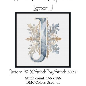 Winter Floral Alphabet Letter J, Pattern Keeper Compatible, PDF Instant ...