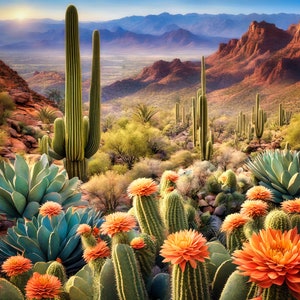 Padrão do deserto do Arizona após a chuva compatível com download digital instantâneo em PDF, ponto cruz contado, impressão de gráfico de cores P&B 18ct