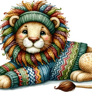 Gestrickte Plüschtiere 5 Löwen, PDF sofortiger digitaler Download, Kreuzstichmuster Halter kompatibel, Farbkarte Ausdruck