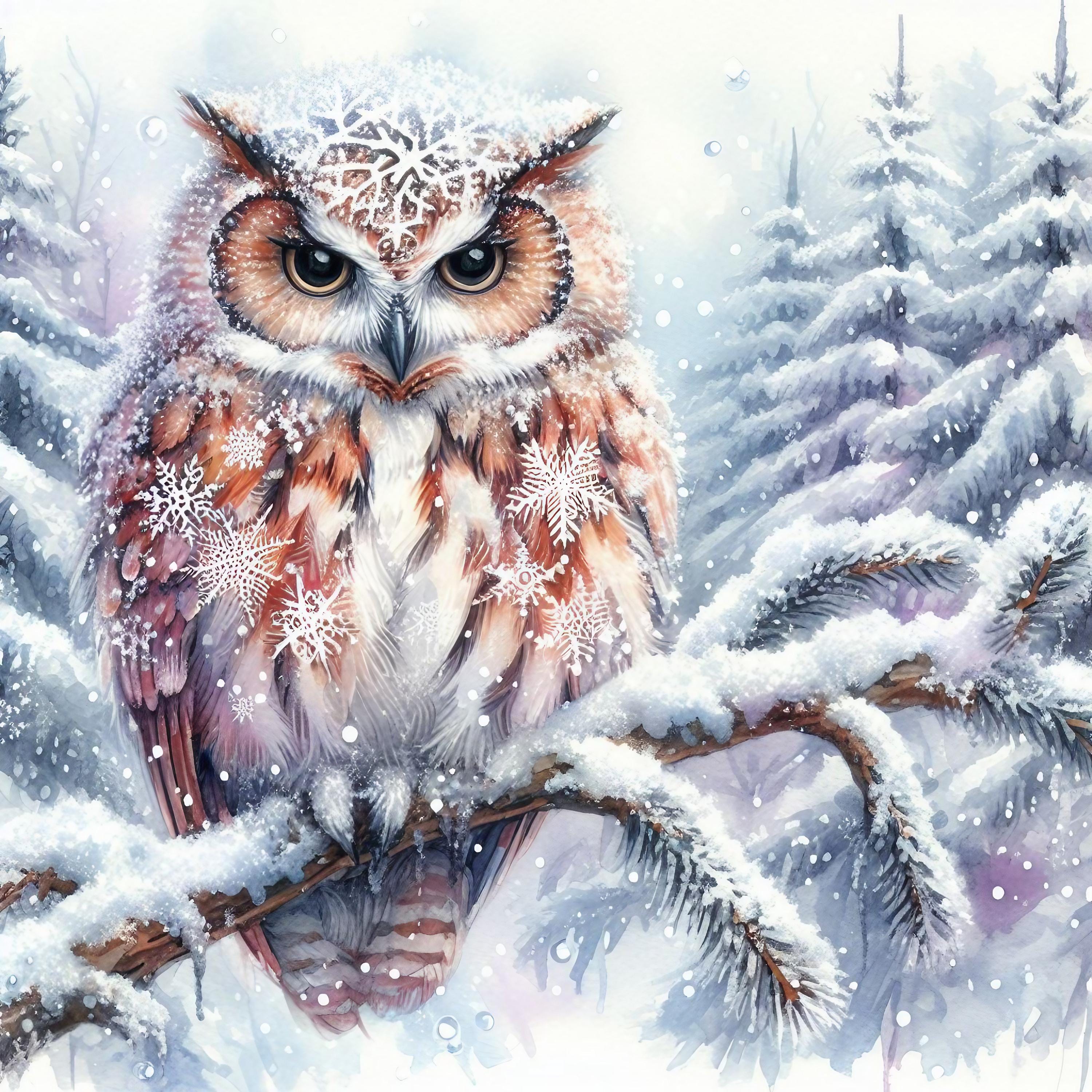 Snowy Woodland Creatures 17 owl, pattern keeper compatible, PDF instant digital download, counted cr