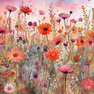 Benutzerdefinierte Wildblumen Wiese 1 PDF sofortiger digitaler Download Kreuzstichmuster Halter kompatibel, Farbkarte Ausdruck
