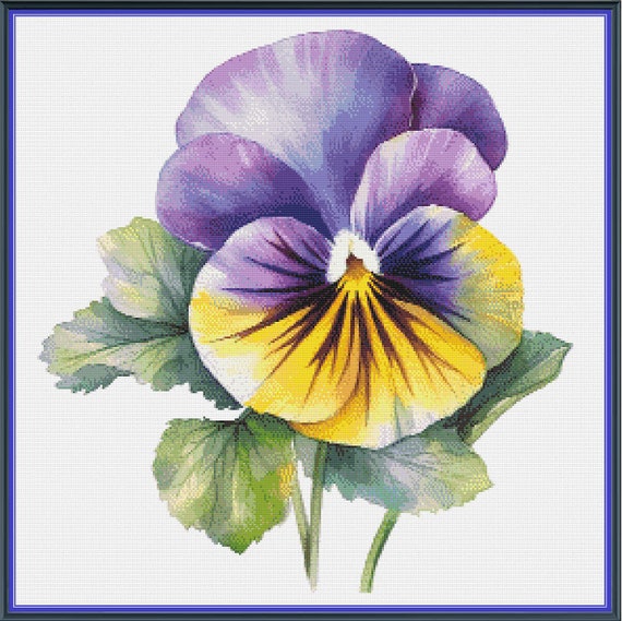 Pensée violette et jaune aquarelle motif lumineux compatible PDF