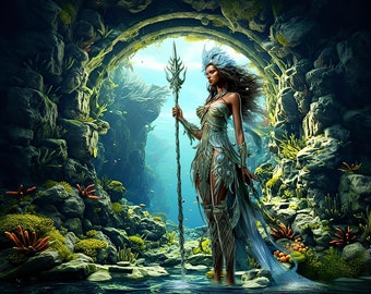 Guardian of Atlantis Large PDF instant digital download counted cross stitch pattern keeper compatible 14 ct BW, color chart printout