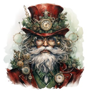 Steampunk Santa 4, pattern keeper compatible, PDF instant digital download, counted cross stitch BW CO chart printouts
