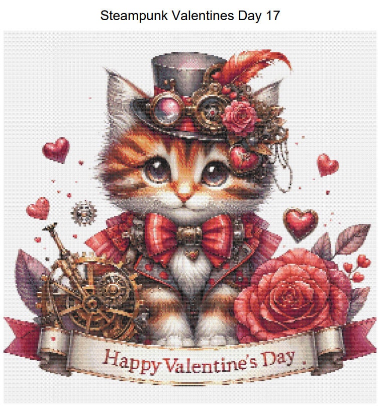 Steampunk Valentine Kitten Cat Pattern Keeper Compatible PDF Instant ...