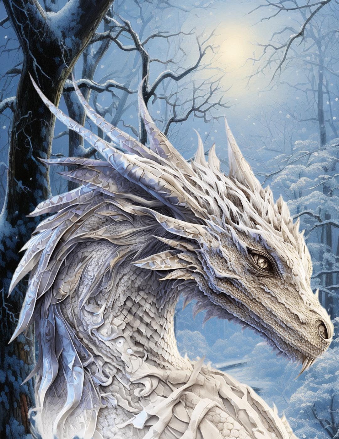 White Forest Dragon Large Midsize Pattern Keeper Compatible PDF