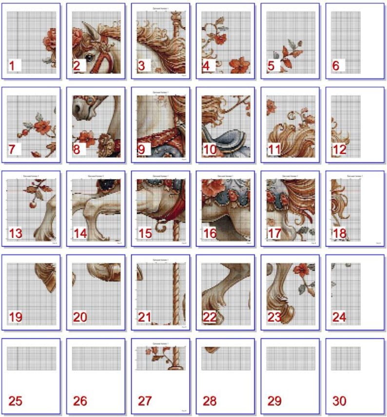 Carousel Horses 1 PDF Instant Digital Download Counted Cross Stitch ...