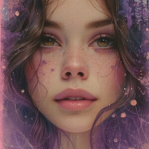 Paars roze betoverende jonge vrouw 15 patroonhouder compatibele pdf instant digitale download getelde kruissteek 18kt kleurenkaart afdruk