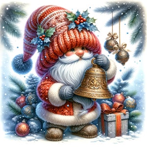Aquarela Natal gnomo PDF download digital instantâneo padrão de ponto cruz contado compatível com 14ct BW, impressão de cartela de cores