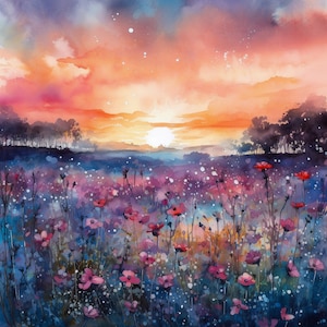 Prado de flores silvestres 6 PDF download digital instantâneo padrão de ponto cruz contado compatível com suporte, impressão de gráfico de cores