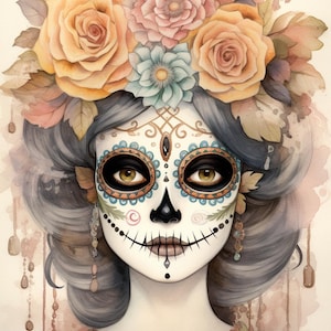 Dia de los muertos 2 compatibel met patroonhouder pdf instant digitale download getelde kruissteek zwart-wit kleurenkaart afdruk
