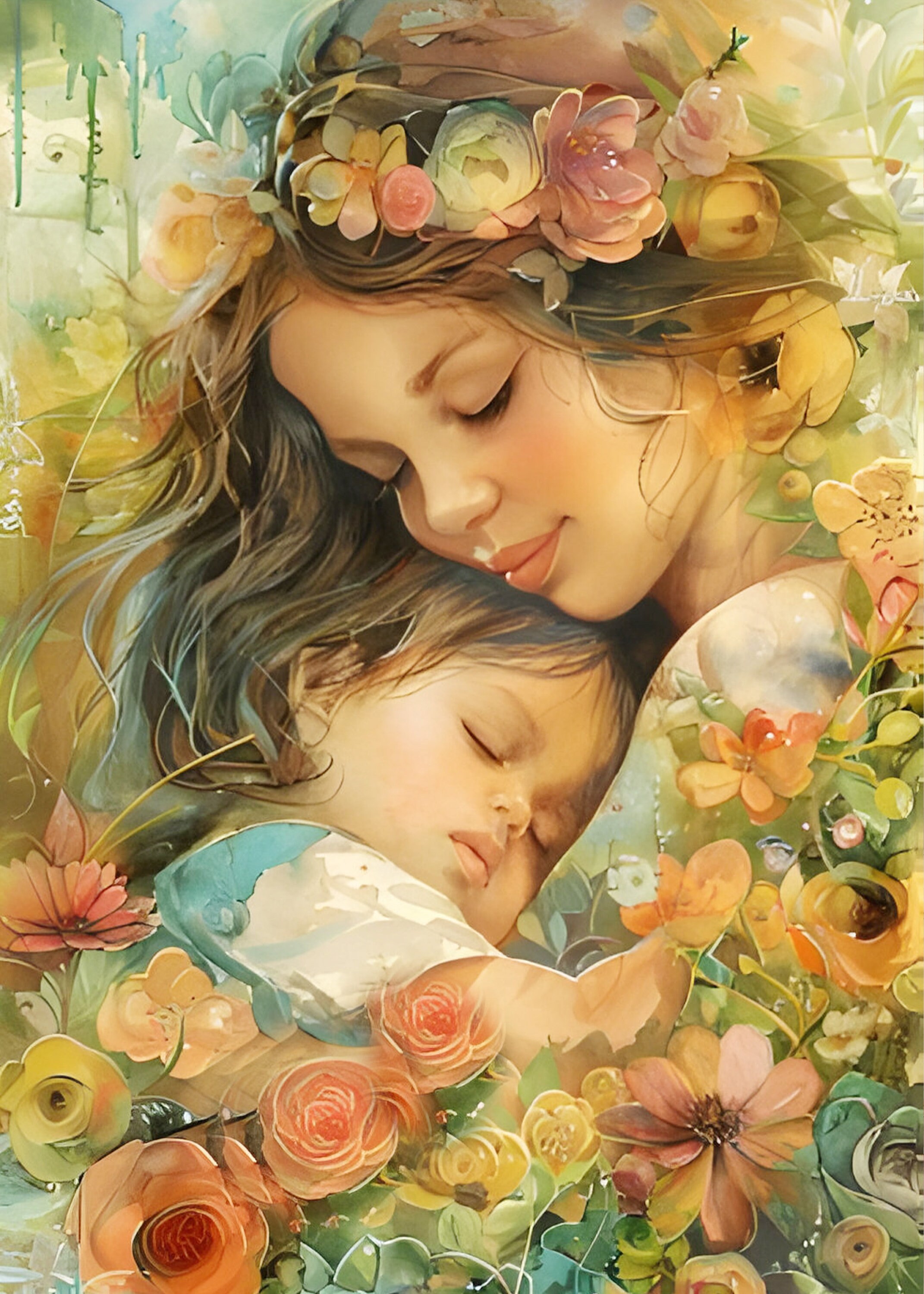 Floral Mother and Child 4 Mothers Day Pattern Keeper Compatible