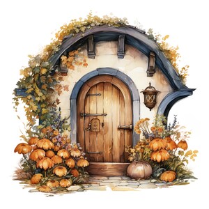 Linda porta de chalé de outono, 10 padrões de ponto cruz contados, compatível com PDF, download digital instantâneo, impressão colorida