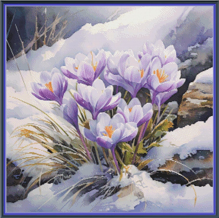 Crocus in the Snow 2 PDF Instant Digital Download Counted Cross Stitch ...