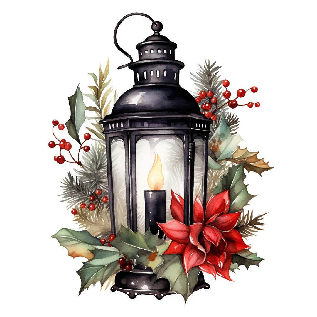 Watercolor Christmas Lantern Pattern PDF Instant Digital Download ...