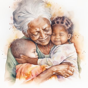 Grandmother and Children mothers day pattern keeper compatible PDF instant digital download counted cross stitch 14ct BW color printout
