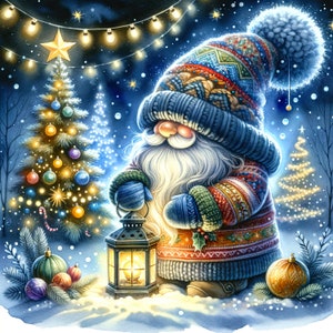 Aquarela Natal gnomo PDF download digital instantâneo padrão de ponto cruz contado compatível com 14ct BW, impressão de cartela de cores