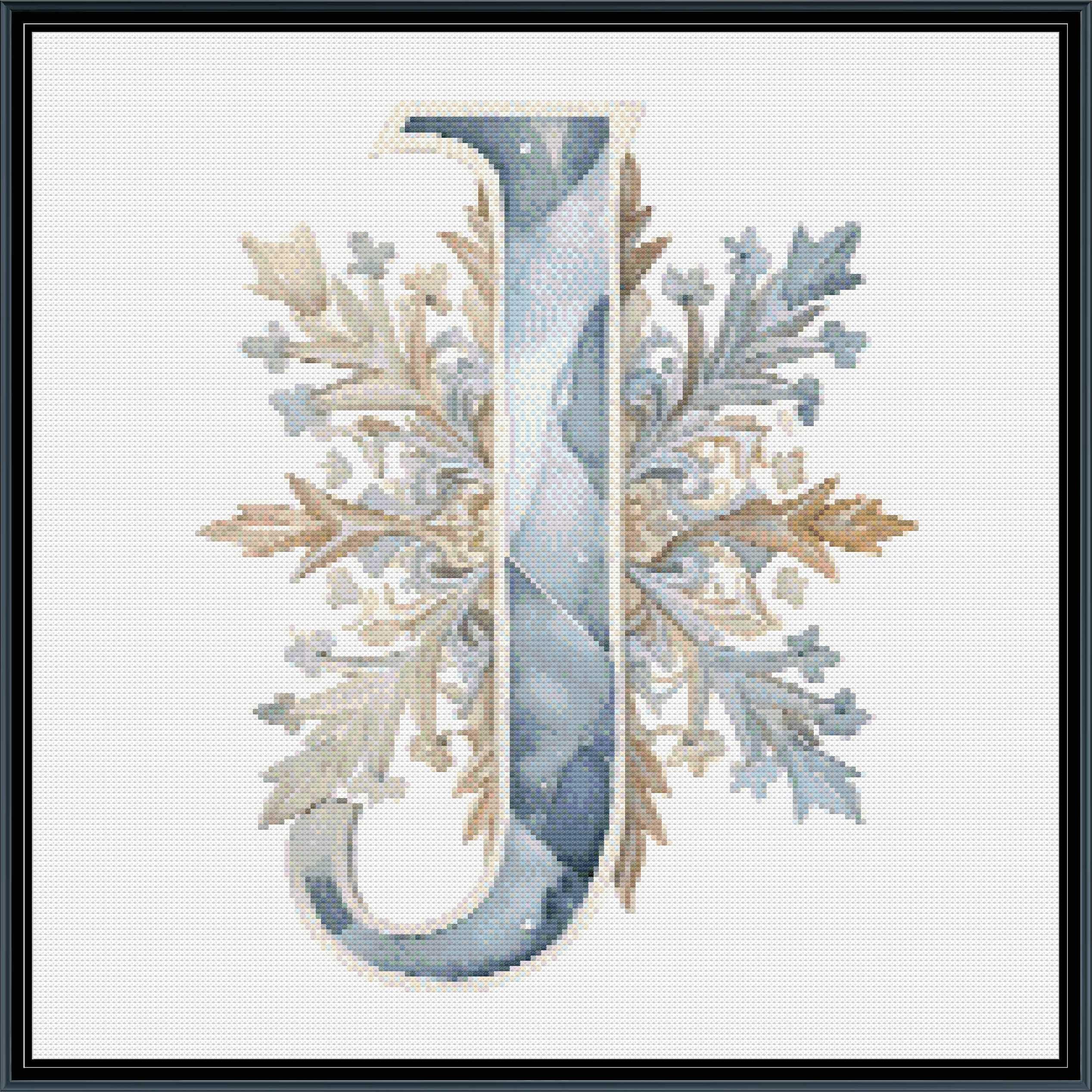 Winter Floral Alphabet Letter J, Pattern Keeper Compatible, PDF Instant ...