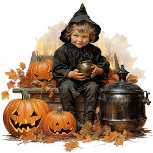 Petit sorcier d'Halloween, point de croix compté PDF téléchargement numérique instantané art mural fantaisie impression 14 carats et 18 carats noir et blanc
