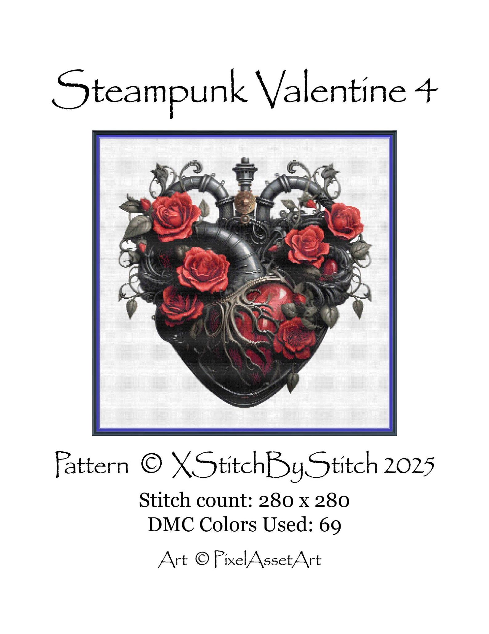Steampunk Heart Roses Valentine Pattern Keeper Compatible PDF Instant ...
