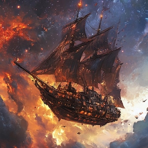 Patrón Steampunk Astral Galleon 13 compatible con PDF, descarga digital instantánea, punto de cruz contado, impresión de carta de colores