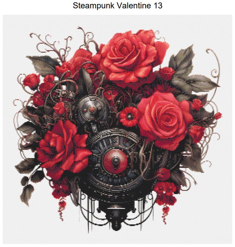 Steampunk Red Rose Bouquet Valentine Pattern Keeper Compatible PDF ...