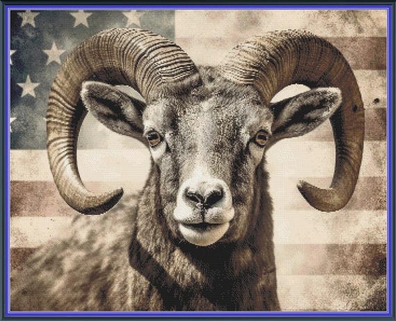 Borrego cimarrón bandera patriótica rústica tótem de carnero PDF