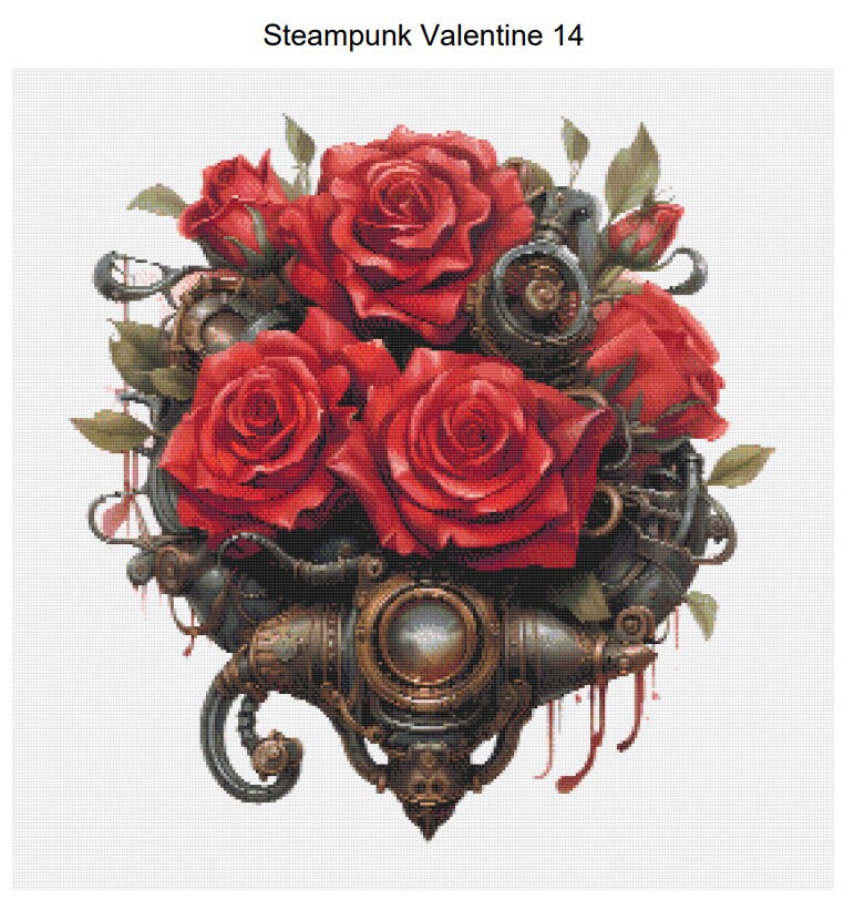 Steampunk Red Rose Bouquet Valentine Pattern Keeper Compatible PDF ...