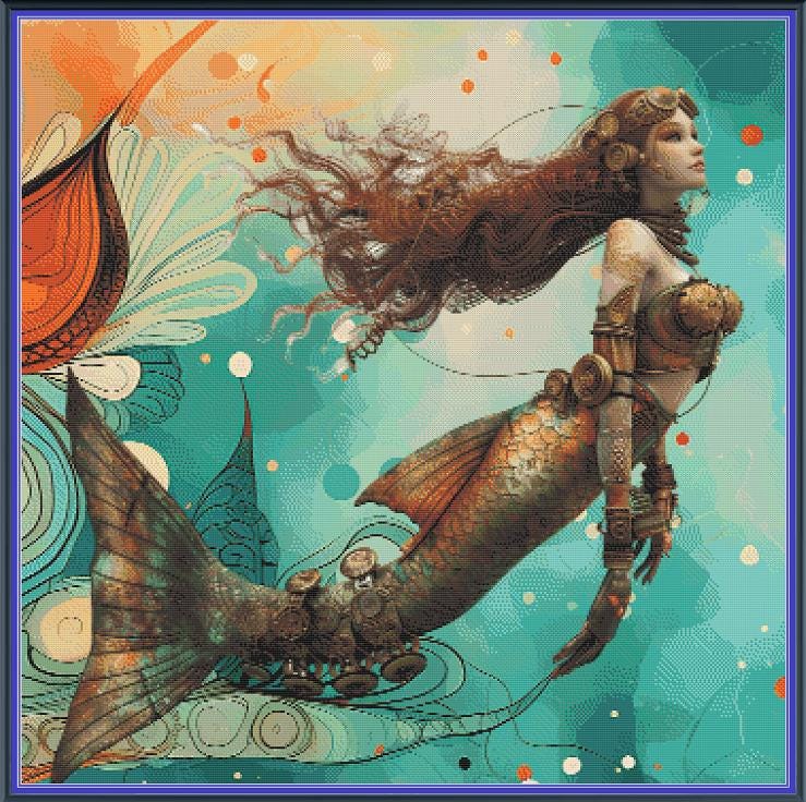 Steampunk Mermaid 1 Large Pattern Keeper Compatible PDF Instant