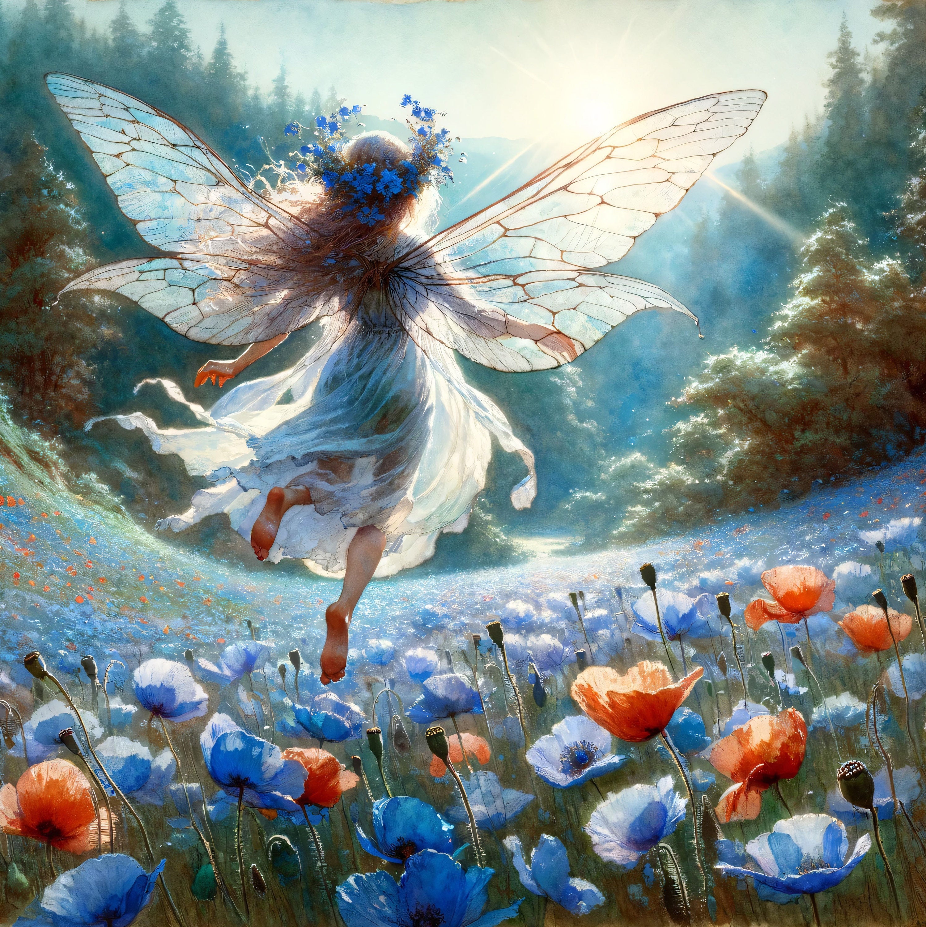 Forest Fairy Watercolor Art 5, Dryad Fae Faerie Pattern Keeper ...