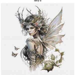 Fada mágica, dríade fae faerie pattern keeper compatível PDF download digital instantâneo ponto cruz contado 18ct impressão colorida BW