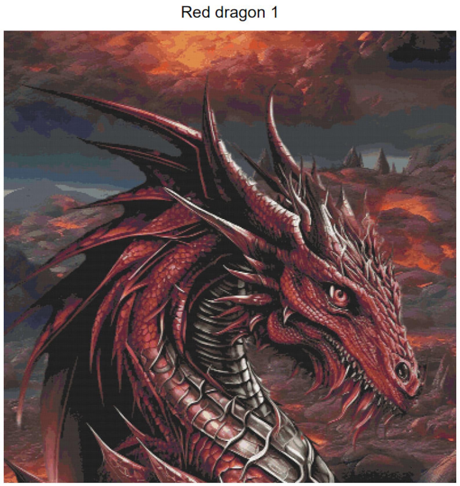 Red Fire Dragon PDF Instant Digital Download Counted Cross Stitch ...