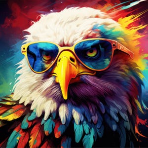 Weißkopfseeadler coole Sonnenbrillen Schnittmuster kompatible PDF Sofort-Download Kreuzstich B&W, Farbkarte, Ausdruck