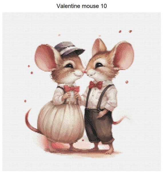 Valentine Mouse Couple Nose Kisses Pattern Keeper Compatible PDF