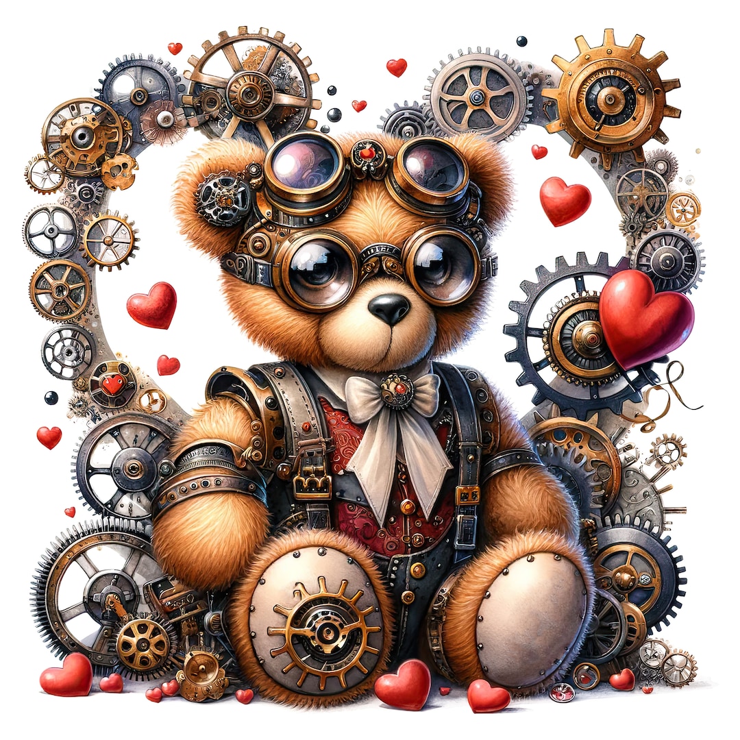 Steampunk Valentine Teddy Bear Pattern Keeper Compatible PDF Instant ...