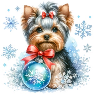 Cachorrinho de Natal Yorkie 9 PDF download digital instantâneo padrão de ponto cruz contado gráfico de cores compatível com impressão
