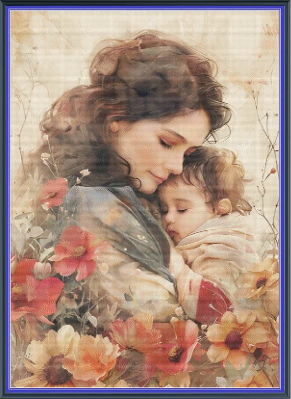 Floral Mother and Child 24 Mothers Day Pattern Keeper Compatible