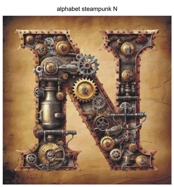 Steampunk Alphabet Letter N Large Size Pattern Keeper Compatible