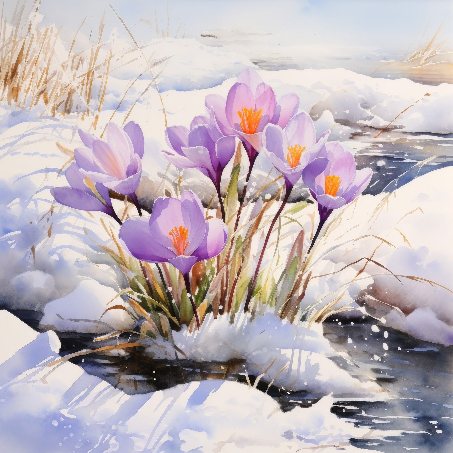 Crocus in the Snow 10 PDF Instant Digital Download Counted Cross Stitch ...