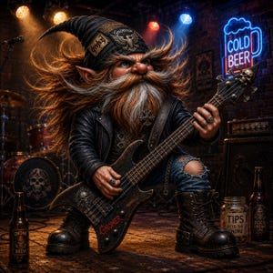 Gnomefest Bass, compatible con Pattern Keeper, descarga digital instantánea en PDF, impresiones de gráficos de punto de cruz contado en blanco y negro.
