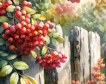 Patrón de 8 bayas en la cerca, compatible con PDF, descarga digital instantánea, punto de cruz contado, impresión de carta a color en blanco y negro de 18 ct.