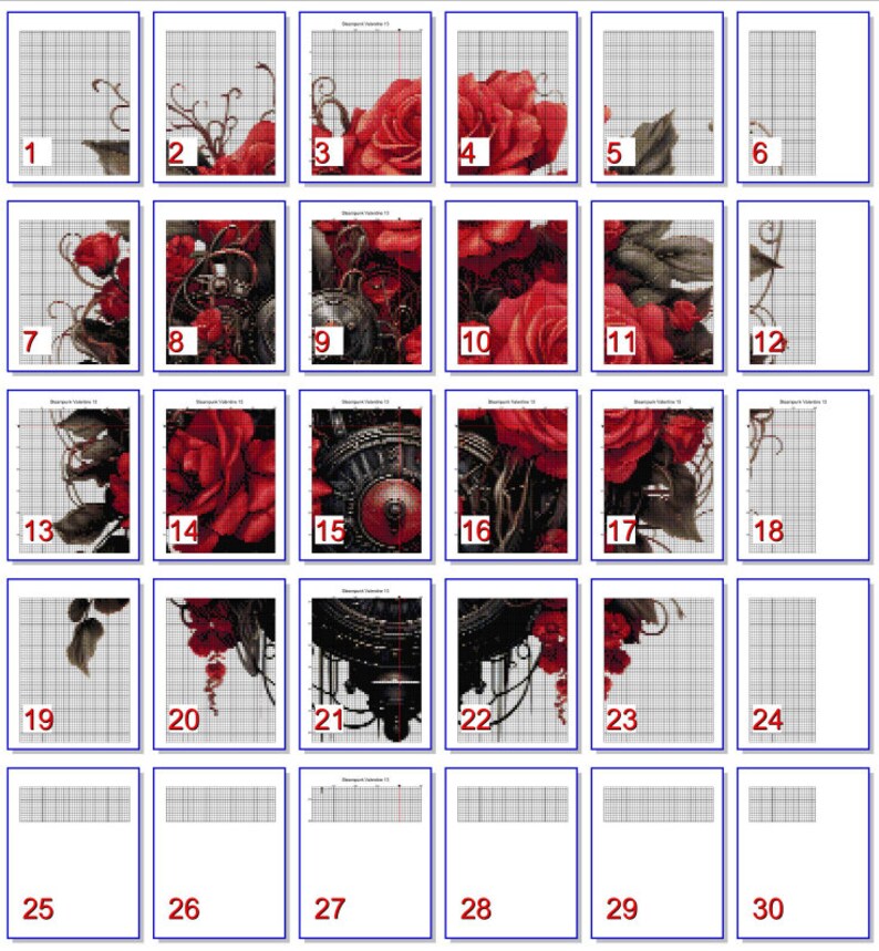 Steampunk Red Rose Bouquet Valentine Pattern Keeper Compatible PDF ...