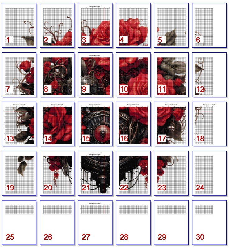 Steampunk Red Rose Bouquet Valentine Pattern Keeper Compatible PDF ...