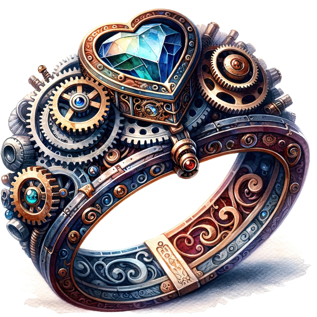 Steampunk Jeweled Teal Ring Valentine Pattern Keeper Compatible PDF ...