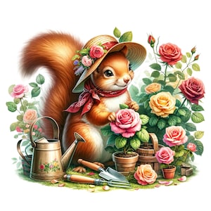 Schattige eekhoorn 11 zomer tuinieren patroonhouder compatibele pdf instant digitale download getelde kruissteek kleurenkaart afdruk